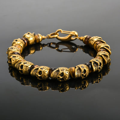 Olivenorma Armband aus natürlichem Tigerauge, handgefertigt, Edelstahl