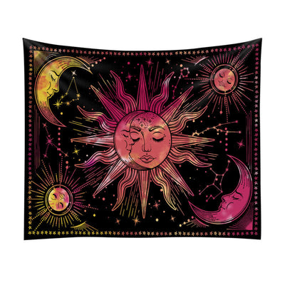 Olivenorma Sonne und Mond Retro Kunst Yoga Wandbehang Tapisserie