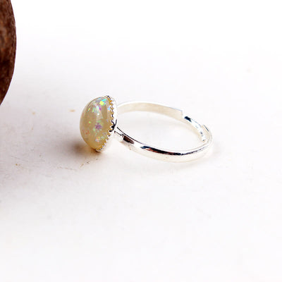 Olivenorma Opal Mondstein Einfacher Halbkreis Verstellbarer Ring 