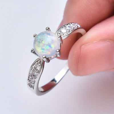 Olivenorma Sechs Krallen Runder Opal Randband Ring