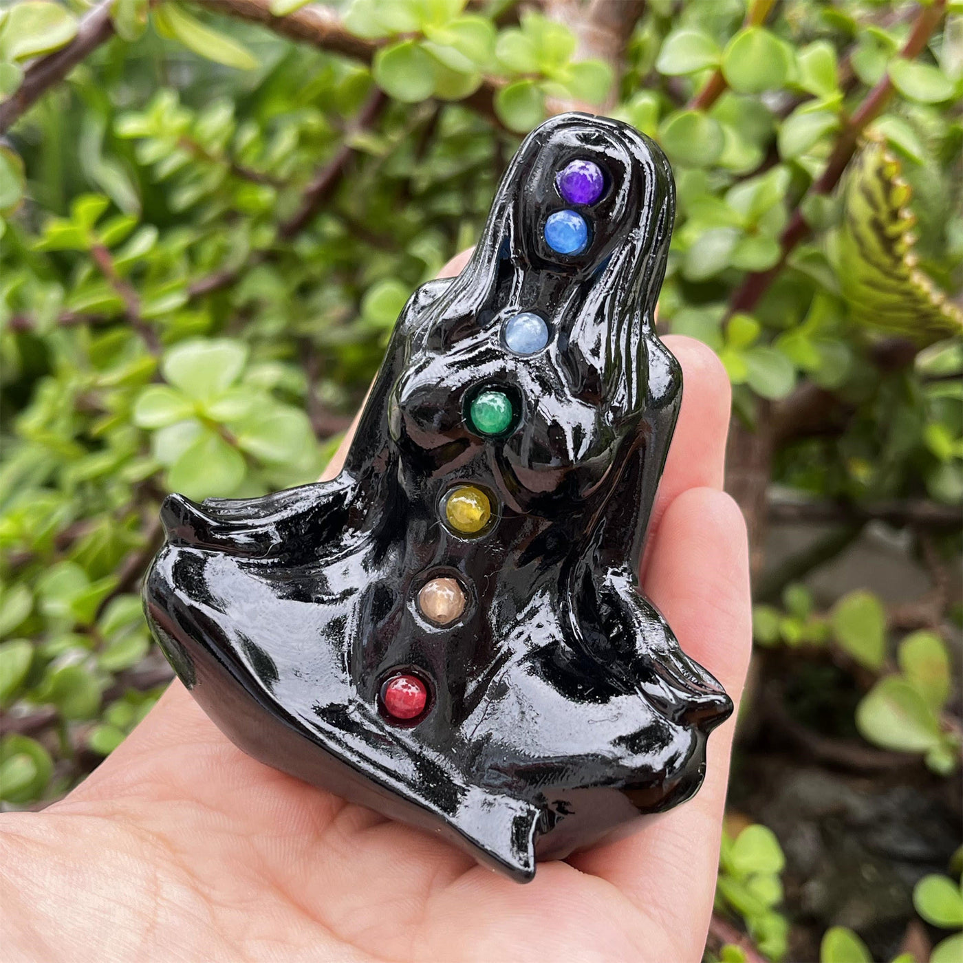 Olivenorma Obsidian Chakra Yoga Göttin Heidnische Edelsteindekoration