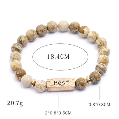 Olivenorma Natürliches Edelstein Bestes Graviertes Armband