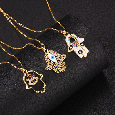 Olivenorma „Gutes Schicksal“ Hamsa mit Evil Eye Halskette 