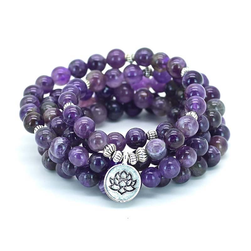 Olivenorma Amethyst Lotus Symbol Mala Halskette Armband