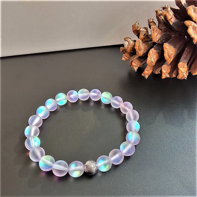 Olivenorma Armband mit violetten Kristallglasperlen