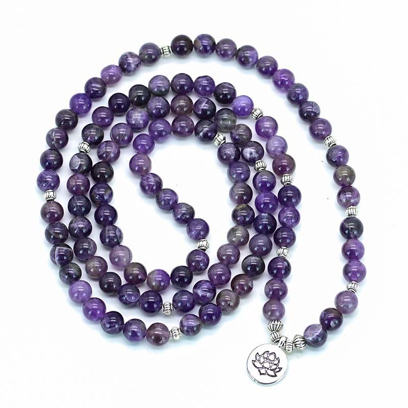 Olivenorma Amethyst Lotus Symbol Mala Halskette Armband