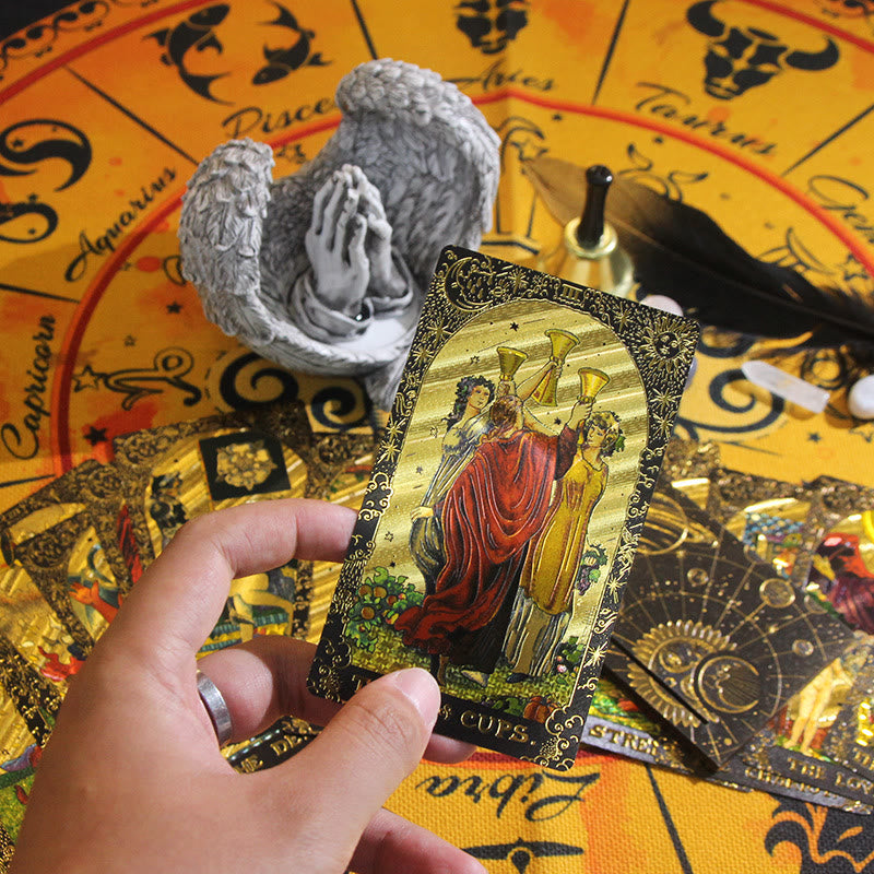 Olivenorma Schwarze Gold Waite Folie Goldene Tarot Deck Karten