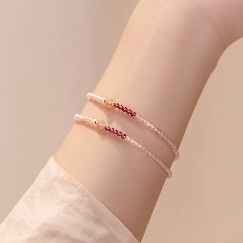 Rosa Kristall Mit Erdbeerquarz Heiligendem Edelsteinarmband 