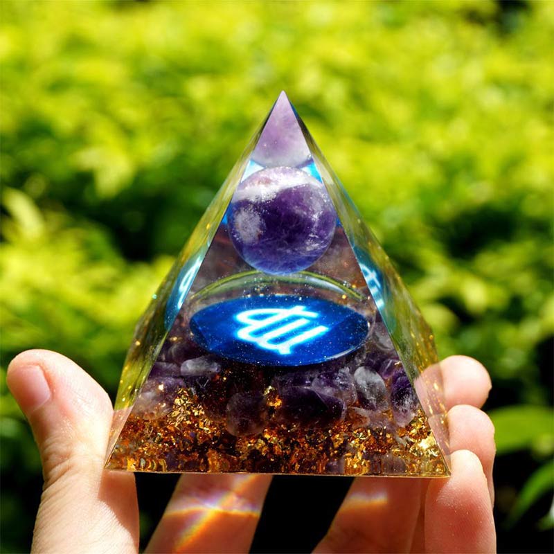 (Räumungsverkauf 30% Rabatt / CODE: OFF30) - Olivenorma Amethyst Virgo Zodiac Orgone Pyramid