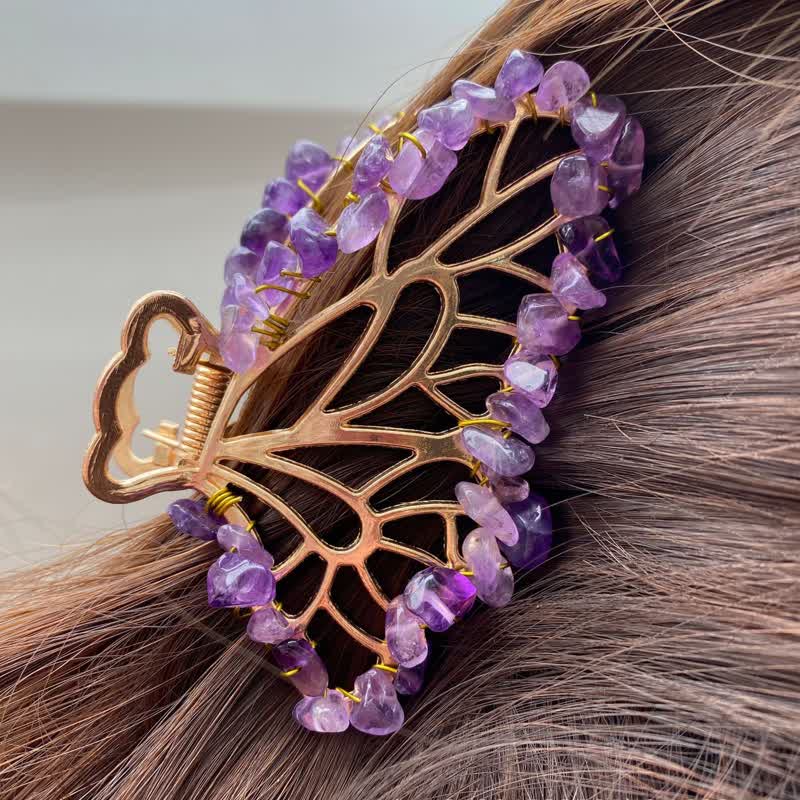 Amethyst- oder Rosenquarz-Schmetterlingshaarnadel