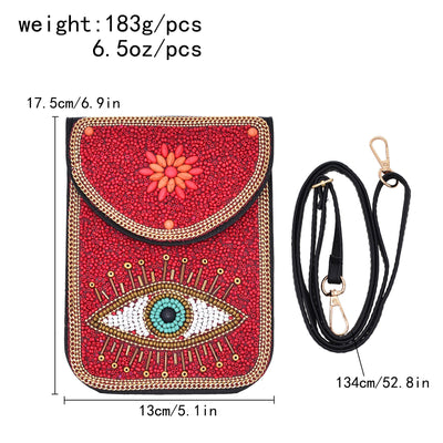 Olivenorma Bohemian Perlen Böses Auge Hamsa Handytasche 