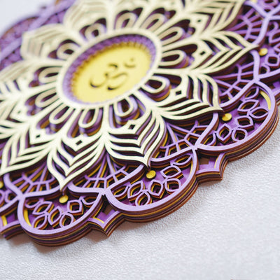 Olivenorma Lila Pink Om Hamsa Chakra 3D Wanddekoration