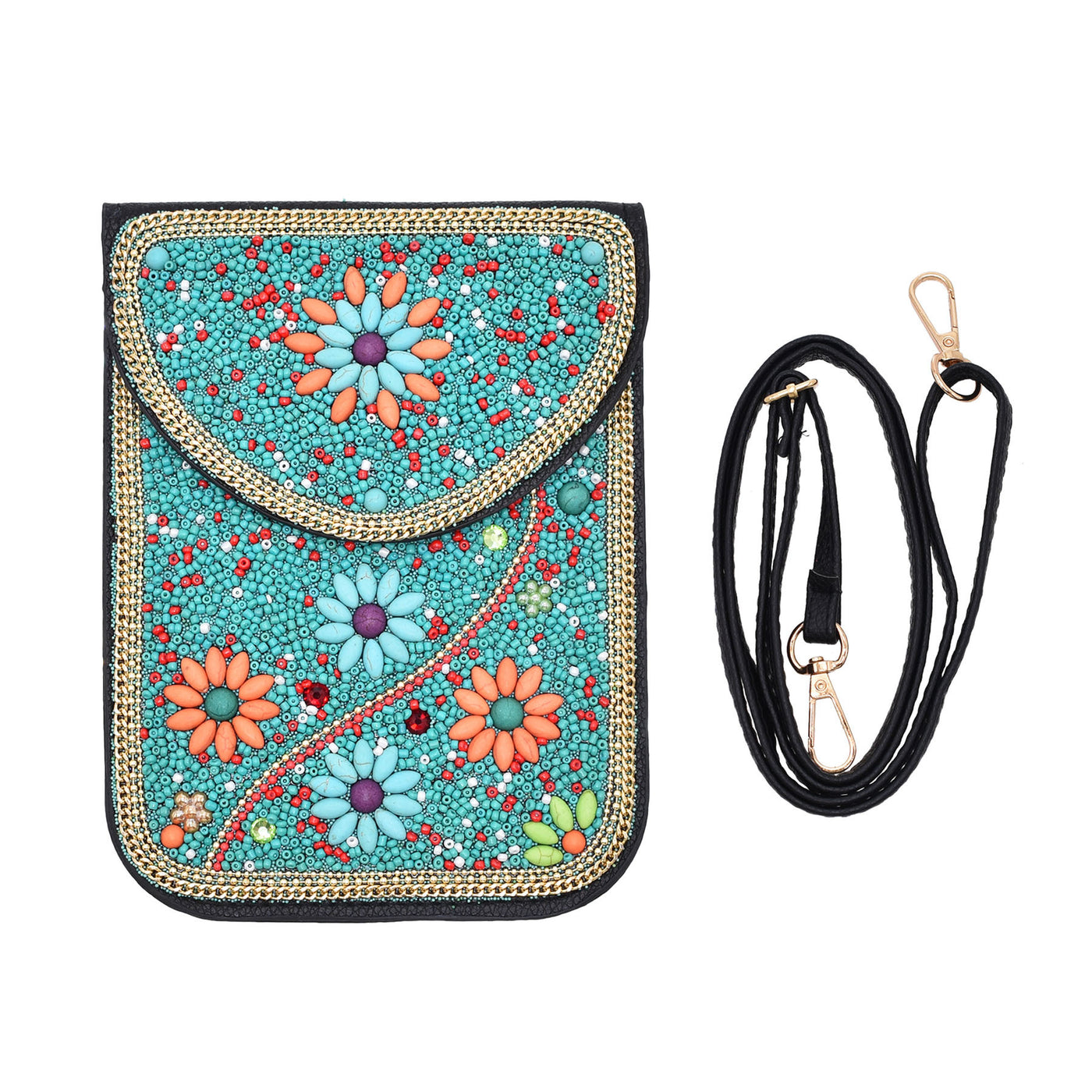 Olivenorma Bohemian Perlen-Blumen-Mobile-Telefontasche 