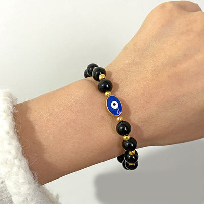 Olivenorma 8mm Blaues Tigerauge Böser Blick Armband