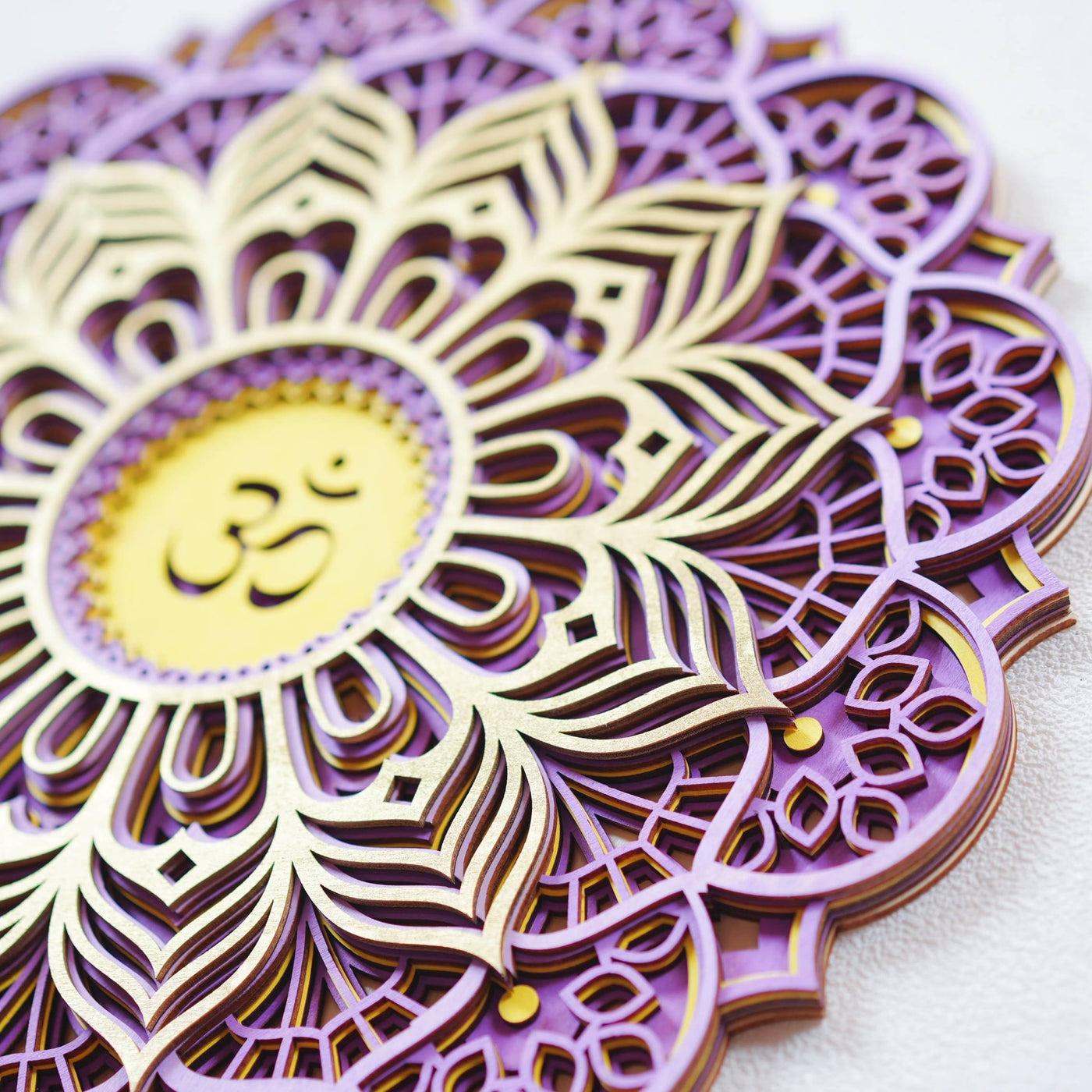 Olivenorma Lila Pink Om Hamsa Chakra 3D Wanddekoration