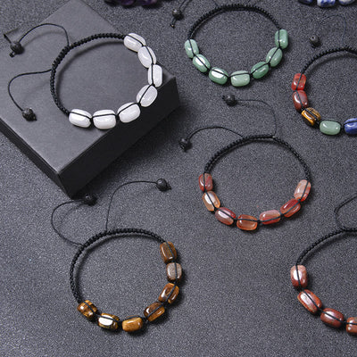 Olivenorma 7 Chakra Kristall-Edelstein-Perlen-geflochtenes Wickelarmband für Männer 