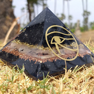 Olivenorma Obsidian Auge des Horus Schutz Orgon-Pyramide 