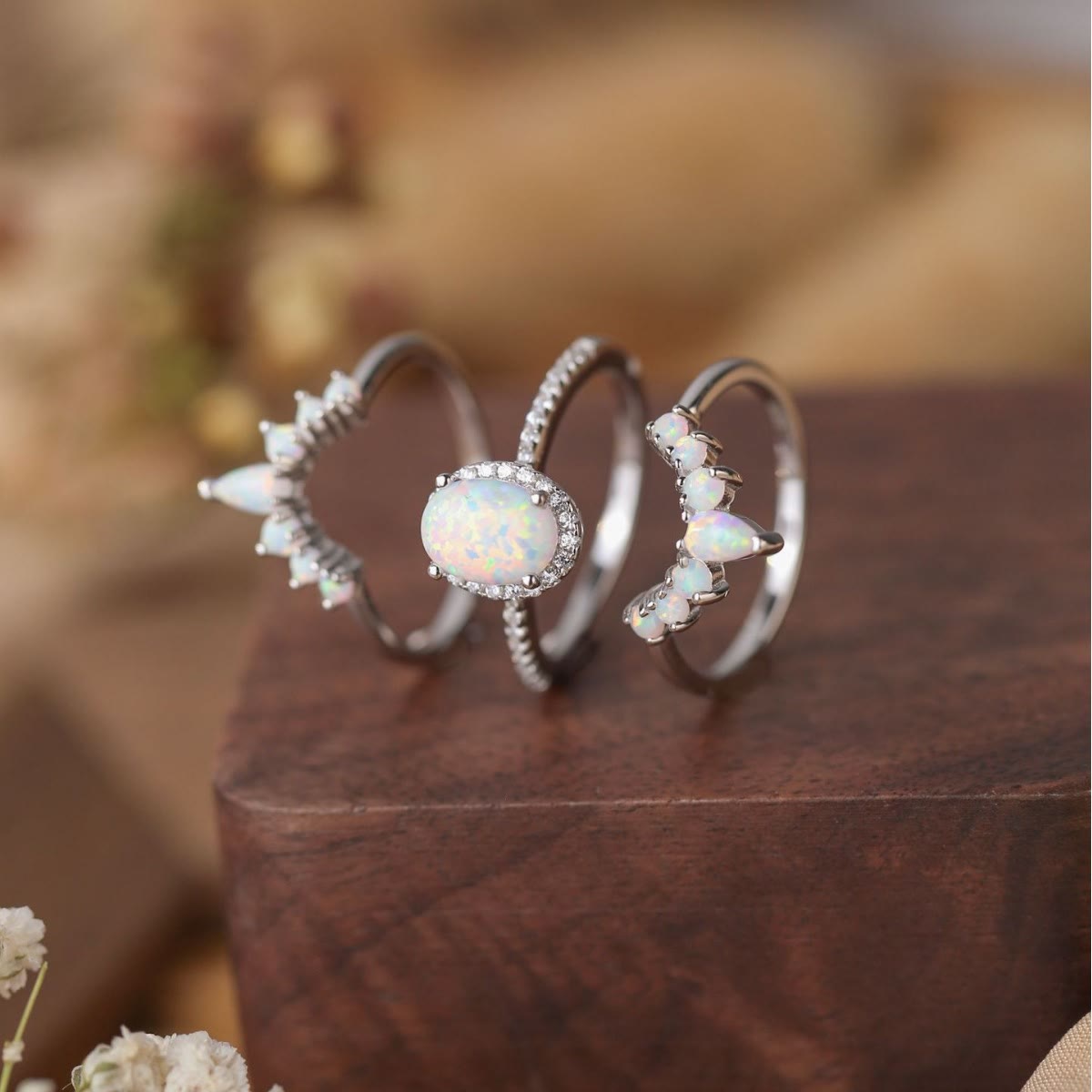 Olivenorma Ovaler Opal Sterling Silber S925 Mehrschichtiger Ring