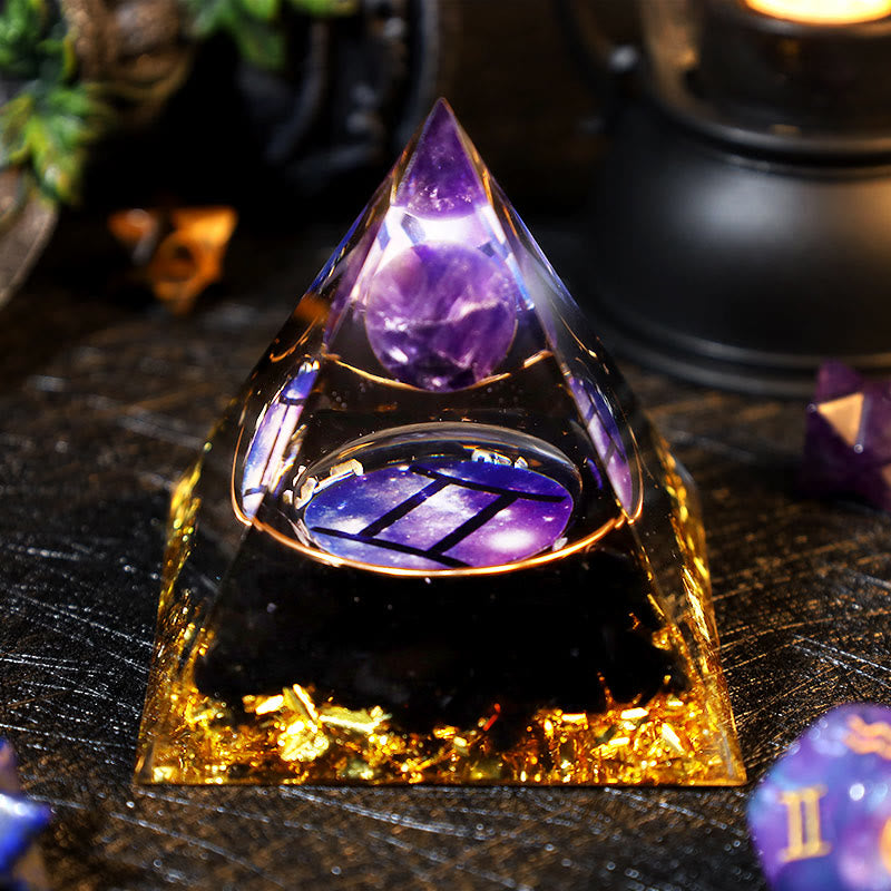 Olivenorma Amethyst Kugel Obsidian Kiesel Sternzeichen Zwillinge Orgon Pyramide