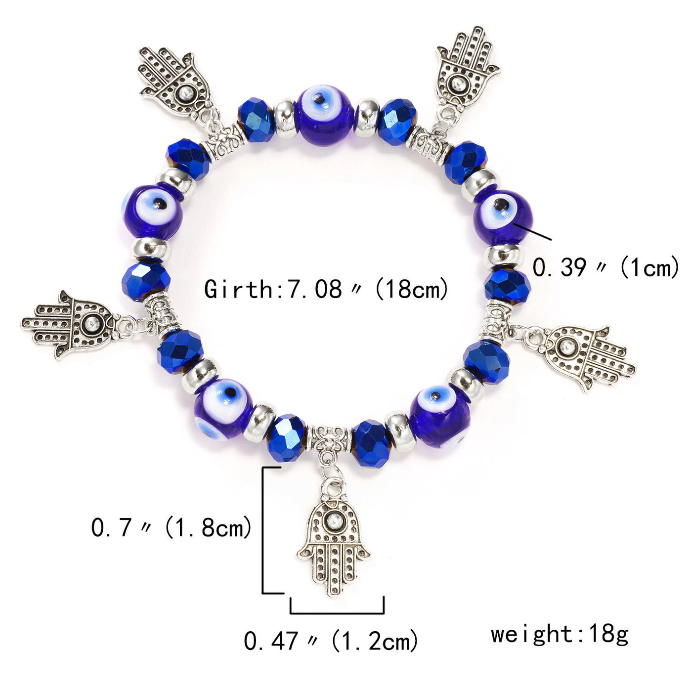 Olivenorma Böses Auge Hamsa Anhänger Epoxy Zirkon Armband