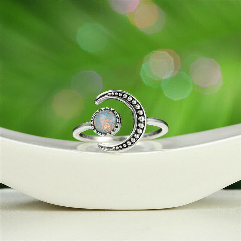 Olivenorma Mond Sonne Accessoire Mondstein Offener Ring