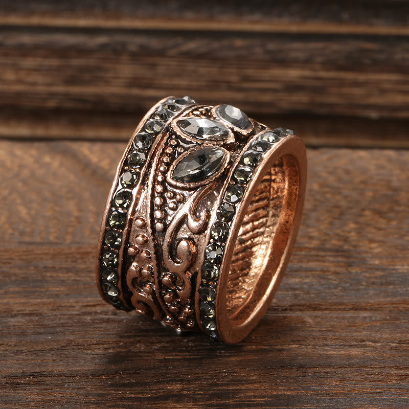 Olivenorma Bronze Gold Bohemian Grauer Mondstein Ring