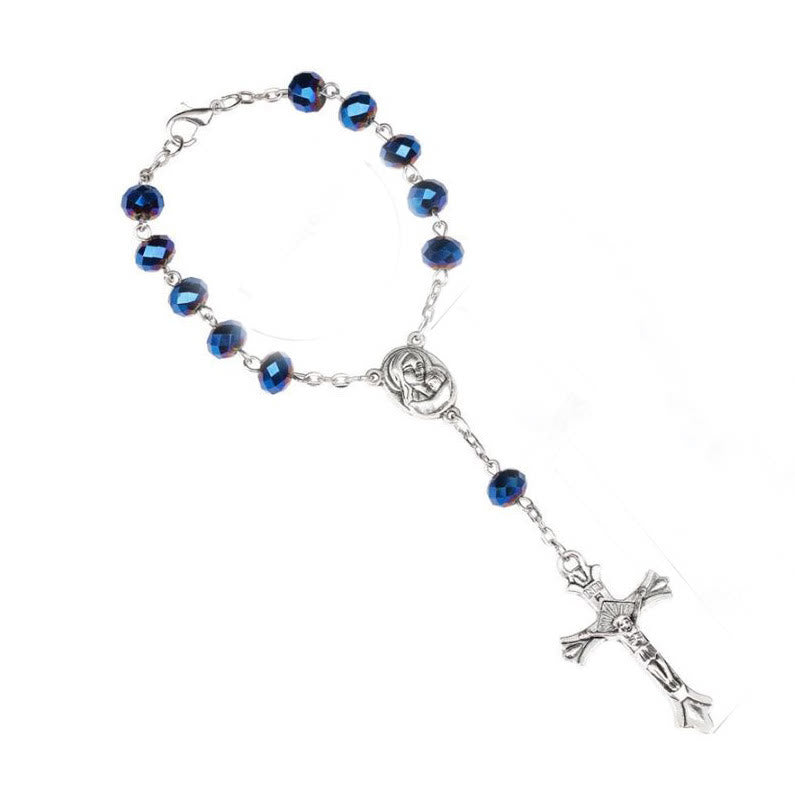 Olivenorma Kristall-Rosenkranz-Kreuz-Armband 