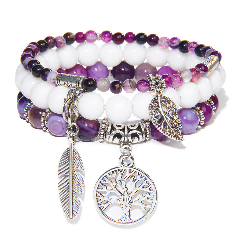 Olivenorma "Nature's Healing Moments" Amethyst Tree Of Life 3 Pieces Armband Set