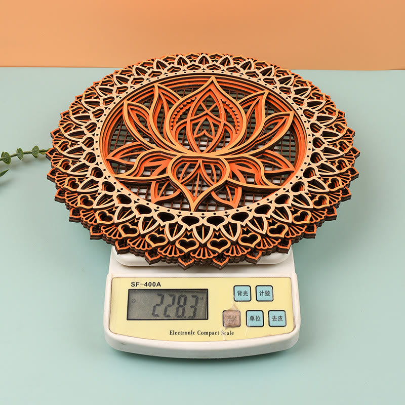 Olivenorma Lotus Mandala Holz 3D Gravur Wanddeko