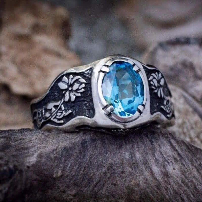 Olivenorma Buddhi Mudra - Schweizer Blauer Topas Ring