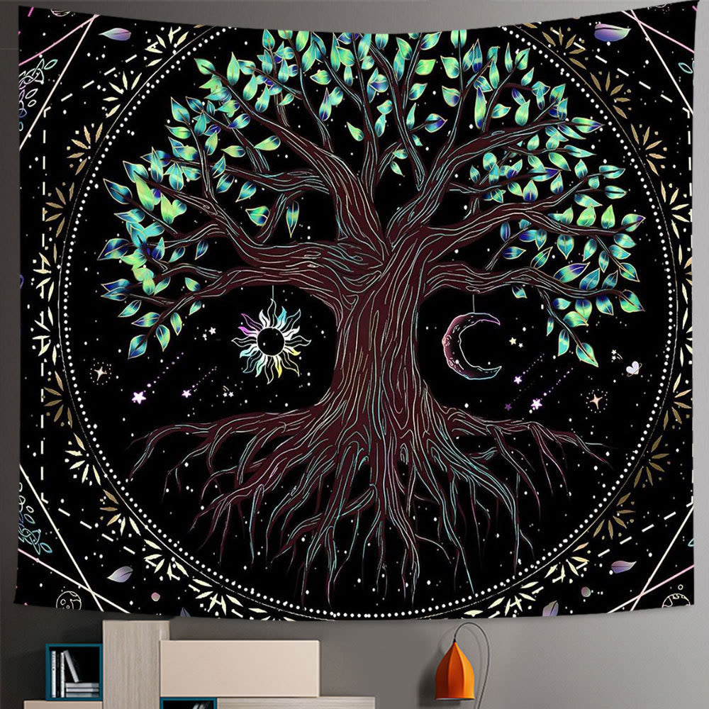 Olivenorma Sieben Chakra Baum des Lebens Boho Mandala Wandteppich