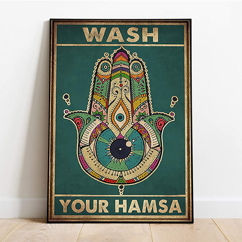 Olivenorma Chakra Yoga "Wasche deinen Hamsa" Böser Blick Poster