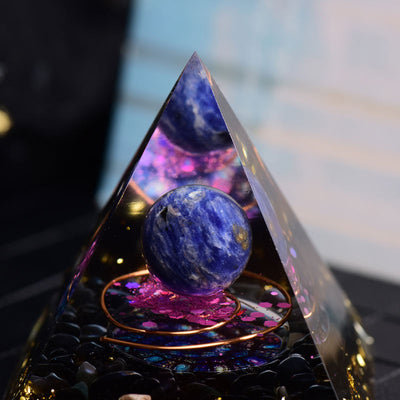 Olivenorma Lapislazuli Obsidian Orgon Pyramide 