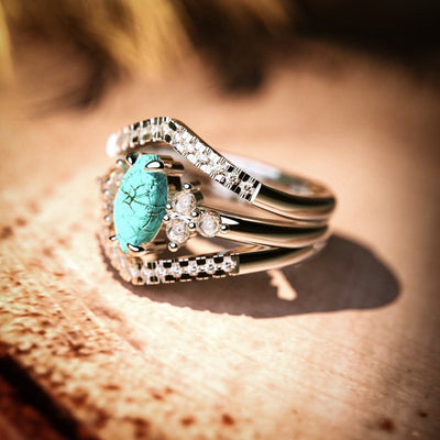 Olivenorma Vintage Türkis Zweiteiliger Ring - 62mm - image 0