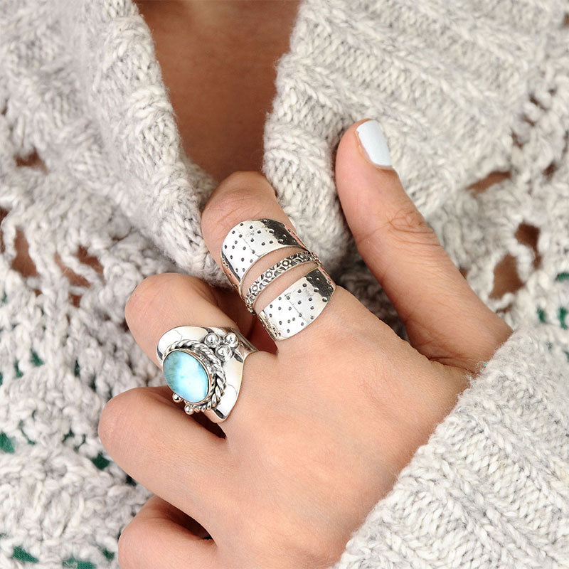 Olivenorma Der Larimar Boho-Ring für Frauen