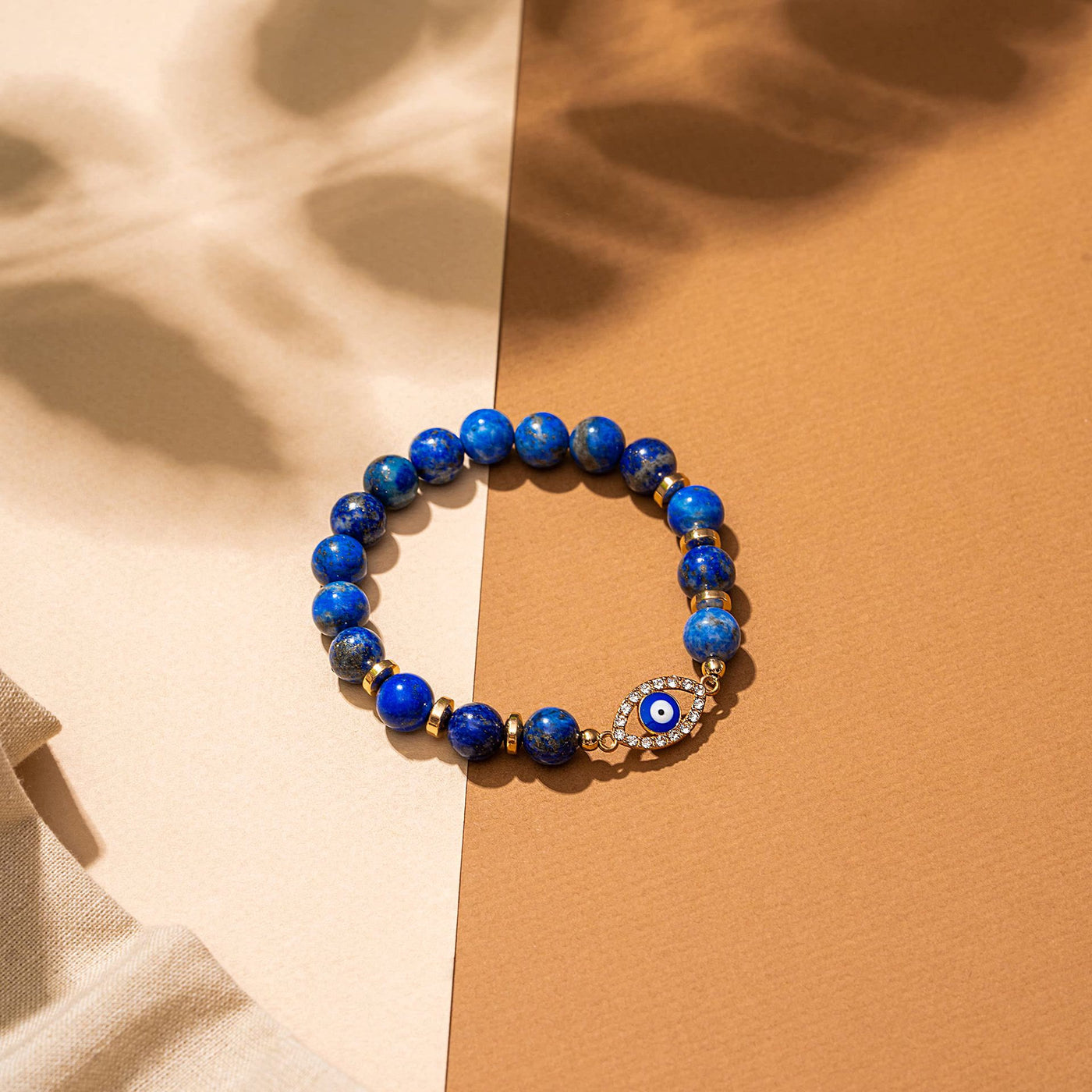 Olivenorma "Mood & Energy Protection" Lapislazuli Perlen-Armband mit Bösem Blick