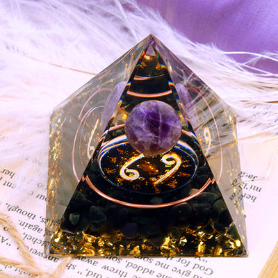 Olivenorma Amethyst Kugel Mit Obsidian Zodiac Krebs Orgon Pyramide