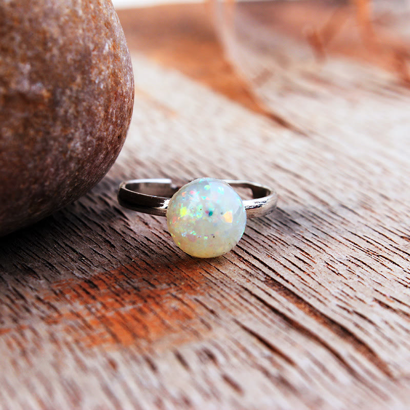 Olivenorma Opal Mondstein Einfacher Halbkreis Verstellbarer Ring 