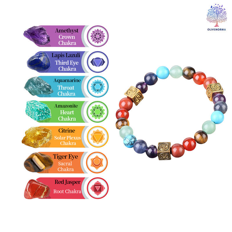 Olivenorma Multicolor Perlen 7 Chakra Yoga Armband