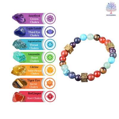 Olivenorma Multicolor Perlen 7 Chakra Yoga Armband