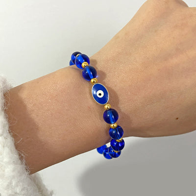 Olivenorma 8mm Blaues Tigerauge Böser Blick Armband