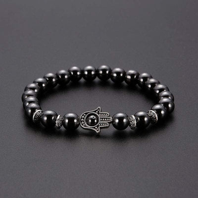 Obsidian mit Hamsa Schutzarmband