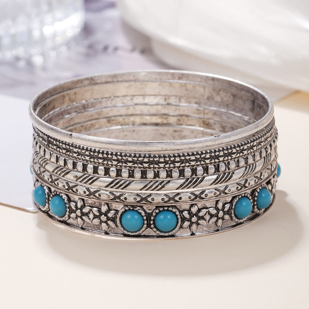 Olivenorma Bohemian Ethnic Exaggerated Metal Turquoise Armband