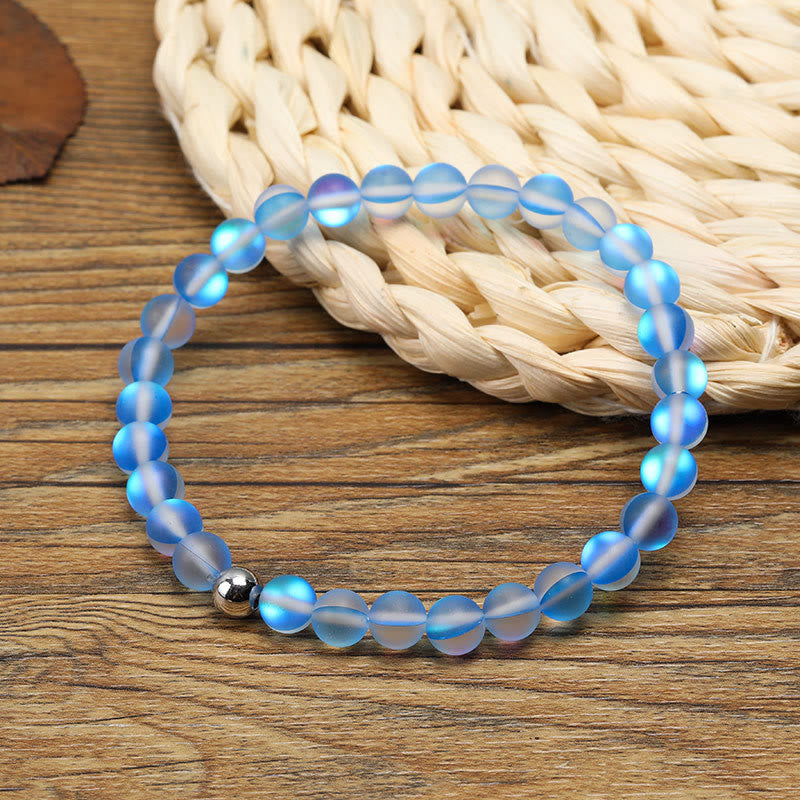 Olivenorma Blauer Kristall-Glasperlen Armband