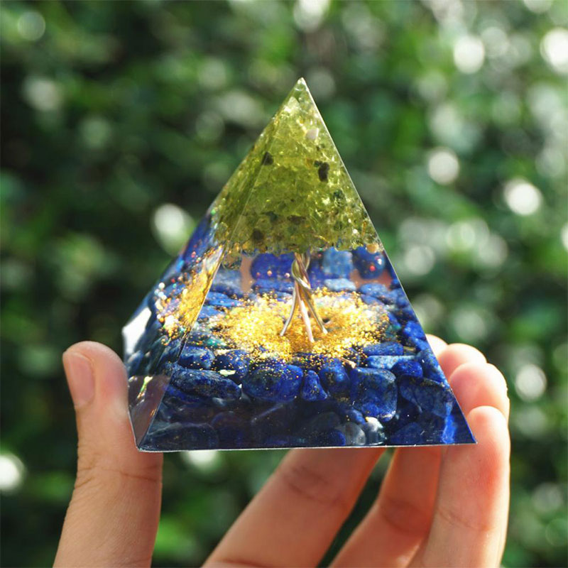 Olivenorma Ozean der Weisheit – Lapislazuli & Peridot Baum des Lebens Orgon-Pyramide - image 6