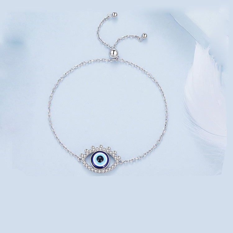 Olivenorma S925 Sterlingsilber Böses Auge Weißer Zirkon Armband 