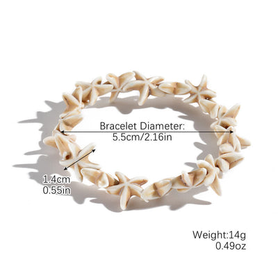 Olivenorma Weiß Türkis Seestern Schildkröte Anhänger Strandarmband 