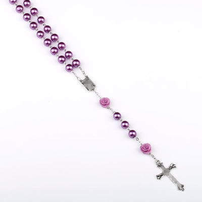 Olivenorma Rosary Halskette mit lila Glasperlen 