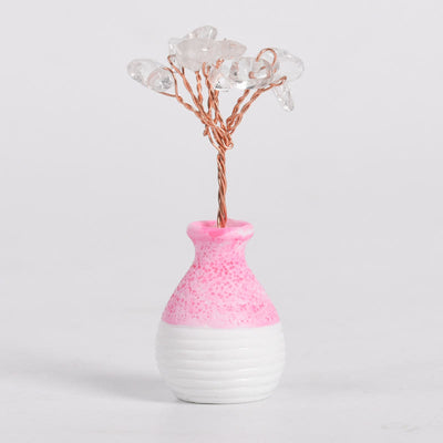 Olivenorma Kristall Baum des Lebens Pinke Vase Edelstein Dekoration