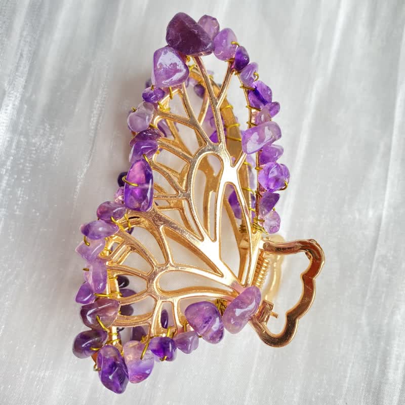 Amethyst- oder Rosenquarz-Schmetterlingshaarnadel